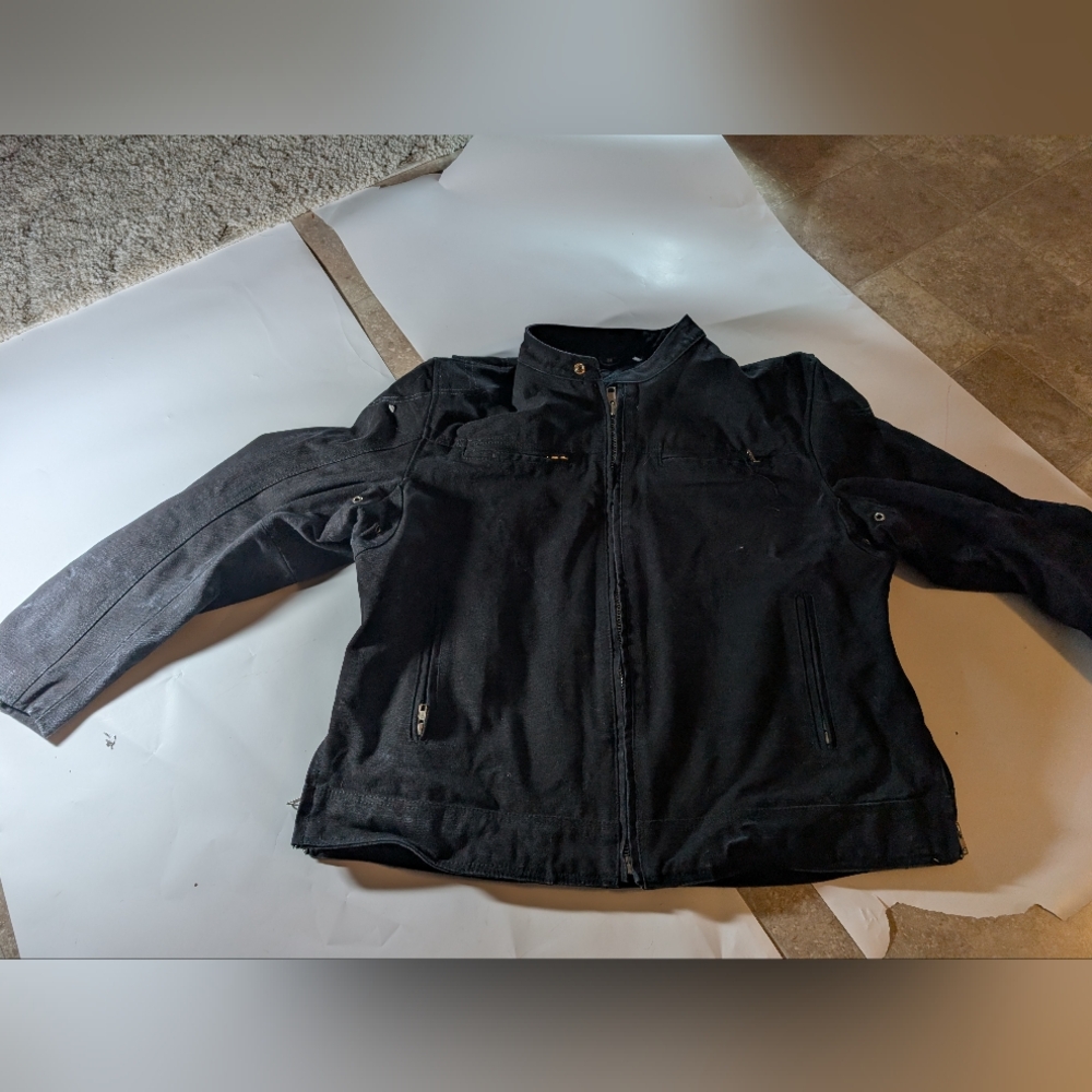 First MFG Co Heavy Hitter Motorcycle Jacket 20oz. Black Raw Canvas Size 3XL